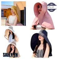 SALLY.YH 1pc Women's sun hat Full face sunscreen large hat shawl Sun hat UV face visor fisherman hat