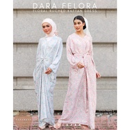 DARASARA Dara Felora | Ironless Floral Ruched Kaftan Dress | Raya Haji 2022 Collection
