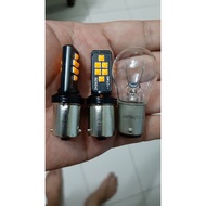 1 pair of yellow BAU15S PY1156 offset pin bulbs with led turn signals