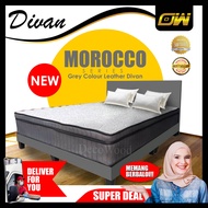 Morocco Series Grey Colour Leather Divan / Divan Bed / Bedframe Katil Divan Bed Frame [DecoWood DW Furniture]