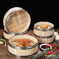 GIOVANNI Bamboo Steamer With Stainless Steel Handle Gift Idea Bamboo Lid Steam Basket Kitchen Gadget