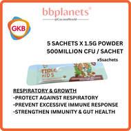 GKB Tiger Kids sokongan imun 5 sachets per Pack 1.5g Powder with 500 juta CFU Respiratory & Gut Heal