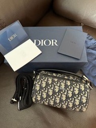 Christian Dior Oblique Roller Messenger Bag 深藍色老花圓筒郵差包