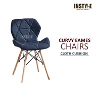 Instyle Curvy Eames Chair with Cloth Cushion Seat & Solid Wood Leg