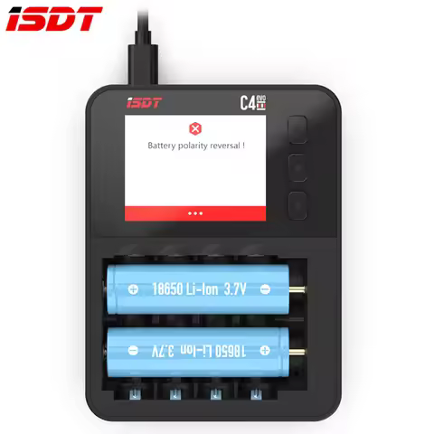 ISDT C4 EVO Smart Battery Charger Type-C QC3.0 Output for AA AAA Li-ion Battery IPS Display Screen a