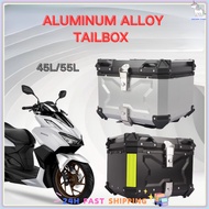 45L Top Box Aluminium Motorcycle  with Universal Base Plate Motorcycle Trunk Box Motorcycle Rear Sto