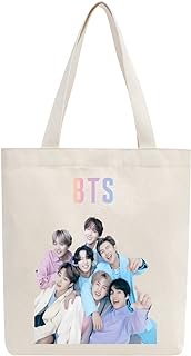 BTS Merchandise Canvas Tote Bag | BTS Merch Kpop Shoulder Bag | Sturdy, Durable, and Light, Perfect for Gift