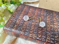 白水晶玫瑰花耳環