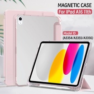 For iPad A16 11th 11inch 2025 with Pencil Holder Protective Cover for iPad A16 Transparent Back Shel