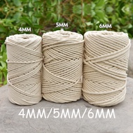 3mm 4mm 5mm 6mm Macrame Rope Twisted String Cotton Cord For Handmade DIY Natural Beige Rope Home Wedding Accessories Gif