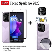 3in1 Tecno Spark Go 2023กระจกเทมเปอร์ฟิล์มกันรอยแบบเต็มสำหรับ Spark Go 2022 Spark 8C/8/8T Spark 9/9T