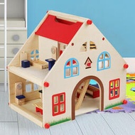 兒童過家家玩具木製娃娃屋男女孩迷你房子小別墅房間家具套裝