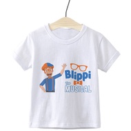 Blippi Boys Shirt Girls Clothes Children Tees New Arrivals T-shirt Boys Clothes Popular Cartoon Tshi
