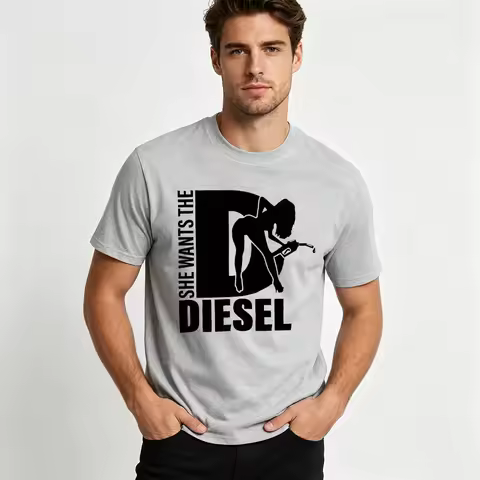 She Wants The Diesel Graphic T Shirt Funny Trucker Diesel Truck Driver Cotton Short Sleeve Tee Tops 