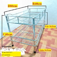 KỆ ỐNG 2 TẦNG INOX- KT: D80*R40*C46 VAY CAO 8 ĐÁY CÁCH ĐÁY 265 CHÂN CAO 105 -KO2T-