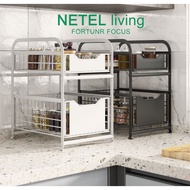 【 Ready Stock】NETEL  Under Sink Rack / kitchen organiser/Kitchen Shelf Storage / Spice Organzier
