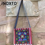 INOXTO Message Bag, Hmong Tribal Ethnic Fashion Women Shoulder Bag,  Thai Indian Boho Tassels Vintag