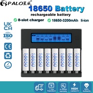 Palo 8 Slots Battery Charger For 1.2v 3.7v Rechargeable Battery With 18650 3200mAh Li-ion Battery
