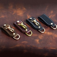 100% Genuine Leather Key Holder for Men Cowhide Vintage Handmade Tactical Waist Belt Loop Hook Buckle Keychain Organizer