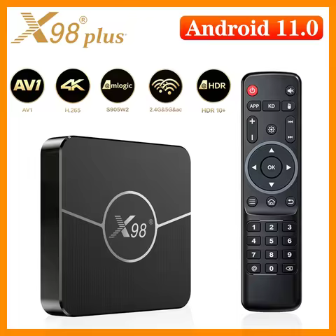 X98 Plus Android 11 TV Box S905W2 Chip 4K HDR Dual WiFi BT5.0 Optional 4GB+64GB 100M LAN Multi Scree