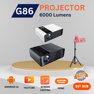 6000 lumens G86 Projector FULL HD 1080P Android Mini Projector WIFI LCD A80 Portable Projector