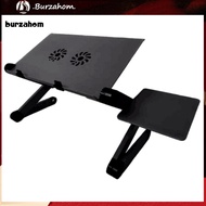 BUR_ Adjustable Aluminum Laptop Bed Desk Stand Table with Cooling Fans Mouse Pad