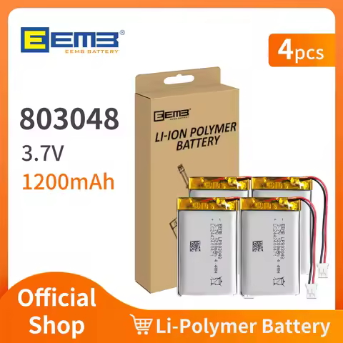 4pcs EEMB 803048 3.7V Lipo Battery 1200mAh Rechargeable Lithium Polymer Battery for GPS Navigator MP