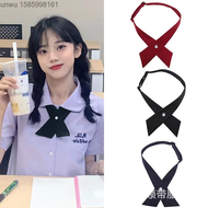 Cross bow tie, jk uniform, bachelor's uniform, shirt accessories, professional attire, female wine red bow tie, college style graduation photo junwu