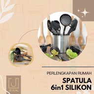 SPATULA SET 6in1 18cm 6 in 1 Silicone Cooking Utensils Heat Resistant Spoon