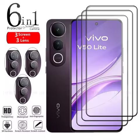 6-in-1 For Vivo V50 Lite 5G Glass For Vivo V50 Lite 5G Tempered Glass 9H Full Cover Screen Protector