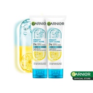 (PAKET HEMAT ISI 2) Garnier Bright Complete 3-in-1 Anti Acne Facial Cleanser Skin Care - 100ml