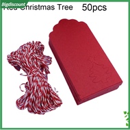  50Pcs Christmas Tree Snowflake Hanging Kraft Paper Tags Card Rope Gift Wrapping