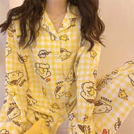 Sanrio Pompurin ชุดนอนเด็กผู้หญิงชุดนอนเด็กผู้หญิงลายอะนิเมะเรื่อง My Melody กางเกงแขนยาวชุดการ์ตูนห