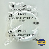 PP-R9 9" Round Plastic transparent Plate Container Environment-Friendly Plate 50pcs