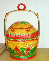 Sukheng  ตะกร้าไม้ฮวยน้าไผ่มงคลแบบจีนโบราณชั้นเดียว ฝานูน ขนาด 6 นิ้ว