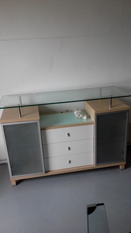Marble tv console with glass top