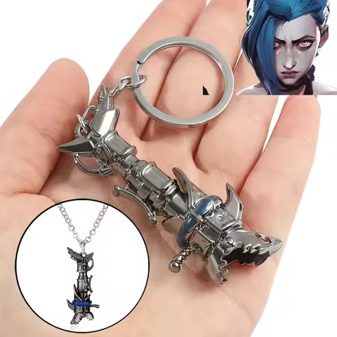 Anime Cannon Keychain Jinx Cannon Keychain Game Lol Runaway Loli Metal Key Chain for Car Key Pendant