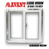 ▼☬PVC Sliding Window With Glass And Screen Installed 80x80 100% High Quality PVC Product