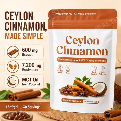 Ceylon Cinnamon Softgels 7200mg Equivalent,12:1 Concentrated Extract with MCT Oil,High Bioavailabili