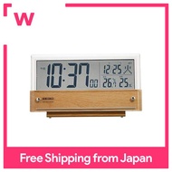 Seiko clock table clock radio digital calendar temperature and humidity display light brown wood grain pattern SQ782B SEIKO