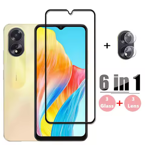 6in1 Glass For OPPO A38 Full Cover Tempered Glass For OPPO A38 Screen Protector HD Protective Phone 