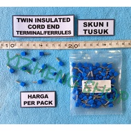 SKUN I FERRULES 2 CABLES TE7508 BLUE 1 PACK (100 PCS)