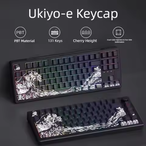 Cherries Profile Keycaps Fynmi Ukiyo e Theme PBT Material 127Key Transparents Side Print for Various