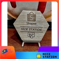 Engraved Wood QR Code Business with TNG QR Code and Maybank QR Code