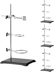 QWORK 4 Pack Laboratory Stands Support Set, Steel Lab Stand Set with Cast Iron Base, Rod 16" L with