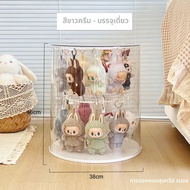 เคสแสดงของเล่นรูปตุ๊กตาโปร่งใส Labubu Dustproof Display Cabinet สำหรับการจัดเก็บของเล่นรูปตุ๊กตา Bub