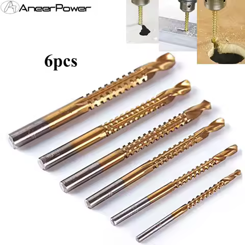 6pcs Drill Bit Carbide Tip HSS High Drill Bit Saw Set Metal Wood Drilling Hole tools Drill Titanium 