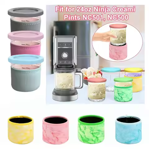 4 Pack 24oz Ice Cream Neoprene Reusable Sleeve Creami Accessories for Ninja NC501,NC500 Series Delux