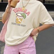 TEQUILA Juice Print Women's Oversize Short-Sleeved Top, Casual Plus Size Women's Clothing, Graphic P