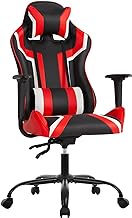 Gaming Chair Racing Desk Chair Ergonomic Office Chair Executive High Back PU Leather Computer Chair with Lumbar Support Task Rolling Swivel Chair for Men Teens Adults (Red)